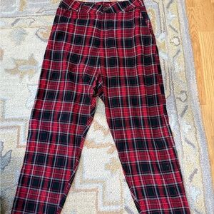 Zara Red and Black Checkered Pants